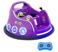 Maxmass 12V Electric Ride On Bumper Car, 360° Rotation Spin Children Waltzer Car with Remote Control, Wireless Connection, Music & Lights, Kids Battery Powered Bumping Toy Car for Boys Girls (Purple)