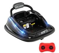 Maxmass 12V Kids Bumper Car, 360° Spin Toddler Electric Ride on Waltzer Car with Remote Control, Lights & Music, Dual Joystick and Safety Belt, Children Battery Powered Vehicle for Boys Girls (Black)