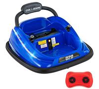 Maxmass 12V Kids Bumper Car, 360° Spin Toddler Electric Ride on Waltzer Car with Remote Control, Lights & Music, Dual Joystick and Safety Belt, Children Battery Powered Vehicle for Boys Girls (Blue)
