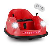 Maxmass 12V Kids Bumper Cars, 360 Degree Rotation Spin Children Waltzer Car with Remote Control, Dual Joysticks, Flashing Lights and Music, Kids Ride on Bumping Car for 2-5 Years Old (Red)