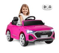 Maxmass 12V Kids Electric Car, Battery Powered Licensed Audi Toy Cars with Remote Control, LED Headlight, Music, Horn, Soft Start, Children Electric Ride on Vehicle for 3+ Years Old Boys Girls (Pink)