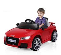 Maxmass 12V Kids Electric Car, Licensed Audi TTRS Battery Powered Ride on Car with Remote Control, Horn, LED Lights, Music, USB, MP3, Children Electric Vehicle Toy Car for 37-96 Months (Red)