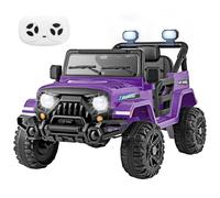 Maxmass 12V Kids Electric Ride on Car, Battery Powered Electric Vehicle with Remote Control, Lights, Music, Horn, Wireless Connection, Children Toy Car Off Road Truck for 3+ Years Old (Purple)