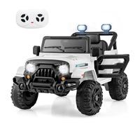 Maxmass 12V Kids Electric Ride on Car, Battery Powered Electric Vehicle with Remote Control, Lights, Music, Horn, Wireless Connection, Children Toy Car Off Road Truck for 3+ Years Old (White)