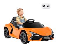 Maxmass 12V Kids Electric Ride on Car, Battery Powered Licensed Lamborghini Electric Vehicle with Remote Control, Music, MP3, USB, Hydraulic Doors, Children Toy Car for 37-95 Months Old (Orange)