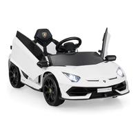 Maxmass 12V Kids Electric Ride on Car, Battery Powered Licensed Lamborghini Toy Car with Remote Control, LED Lights, Music, MP3, Spring Suspension, Children Electric Vehicle for 3+ Years Old (White)