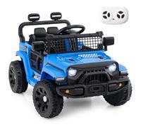 Maxmass 12V Kids Electric Ride on Car, Battery Powered Toy Car with Remote Control, LED Lights, Music, Horn, Slow Start, 2 Motors Children Electric Vehicle Off Road Truck for 3+ Years Old (Blue)