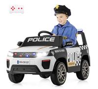 Maxmass 12V Kids Ride on Police Car, Battery Powered Toy Cop Car with Remote Control, Wireless Connection, USB, Music, Horn, Siren Flashing Lights, Children Electric Vehicle for Boys Girls (White)