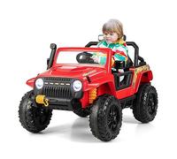 Maxmass 12V Kids Ride on Truck, Battery Powered Electric Vehicle with Parental Remote Control, Music, Lights and Suspension Wheels, Children Off-road Car for 3+ Years Old, Max Weight 100kg (Red)
