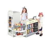 Maxmass 15PCS Kids Pretend Grocery Store, Wooden Toddler Play Shop with Rich Accessories, Vending Machine, POS Machine,Scanning Area & Screen, Children n Supermarket Playset for 3-8 Years Old