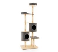 Maxmass 190cm Tall Cat Tree, 6-Tier Wooden Cat Tower with Sisal Scratching Posts, Top Perch, 2 Condos and Detachable Cushion, Multi-Level Pet Activity Center Furniture for Kittens (Gray)