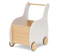 Maxmass 2-in-1 Baby Learning Walker, Wooden Toddler Push Along Walker with Large Storage Chest and Rubber Wheels, Infant Rolling Toy Cart for Boys Girls (White)