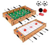 Maxmass 2 in 1 Football Air Hockey Combo Table, Multi-Game Table with Soccer Balls, 2 Pucks, 2 Pushers, Wooden Table Top Foosball Sports Play Tables for Game Rooms Bars Parties Arcades