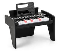 Maxmass 25 Key Kids Piano Keyboard, Toddler Electronic Keyboard with Detachable Music Stand, Lighted Keys, Record, Educational Toy Instrument Music Piano for 3+ Years Old (Black, 38x23x27cm)