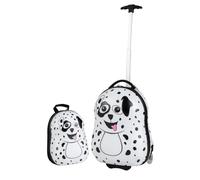 Maxmass 2PCS Kids Luggage Set, 12" & 16" Hard Shell Children Trolley Case with 4 Universal Wheels, Girls Boys Suitcase and Backpack Set for Travel (White, Spotted Dog)