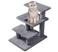 Maxmass 3/4 Steps Pet Stairs, Pet Climber Ladder with Soft Surface, Dogs Cats Activity Ramp Pets Access for High Bed, Sofa and Couch (3 Step Grey)