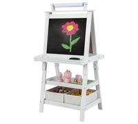 Maxmass 3 in 1 Kids Art Easel, Double-Sided Whiteboard & Chalkboard with Paper Roll, Art Drawing Board Stand for Nursery and Baby Toddler Junior Bedrooms (White)