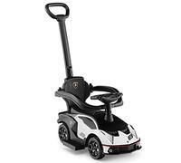 Maxmass 3-in-1 Kids Ride on Push Car, Licensed Lamborghini Foot to Floor Slider with Removable Push Bar & Guardrail, Underneath Storage, Horn Sound, Toddlers Push Walking Car for 12-36 Months (White)