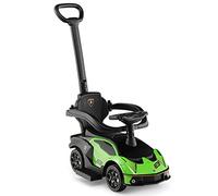 Maxmass 3-in-1 Kids Ride on Push Car, Licensed Lamborghini Foot to Floor Slider with Removable Push Bar & Guardrail, Underneath Storage, Horn Sound, Toddlers Push Walking Car for 12-36 Months (Green)