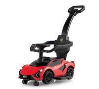 Maxmass 3-in-1 Ride on Push Car, Licensed Lamborghini Toddler Sliding Walker with Removable Guardrails, Music, Headlights and Underneath Storage, Kids Push Along Sit on Car for 18-60 Months (Red)