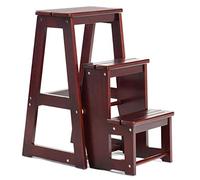 Maxmass 3-Tier Step Stool, Folding Ladder Stool, Foot Stools Ladder Flower Shelf Portable Wooden Stepladder for Kids Adults, Max Weight 150kg (Walnut)