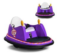 Maxmass 360-Degree Rotation Spin Bumper Car, 6V Battery Powered Kids Waltzer Car with Dual Joystick, Remote Control, Flashing Lights and Music, Electric Ride on Vehicle Toy Car for Boys Girls (Purple)