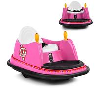 Maxmass 360-Degree Rotation Spin Bumper Car, 6V Battery Powered Kids Waltzer Car with Dual Joystick, Remote Control, Flashing Lights and Music, Electric Ride on Vehicle Toy Car for Boys Girls (Pink)
