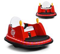 Maxmass 360-Degree Rotation Spin Bumper Car, 6V Battery Powered Kids Waltzer Car with Dual Joystick, Remote Control, Flashing Lights and Music, Electric Ride on Vehicle Toy for Boys & Girls (Red)