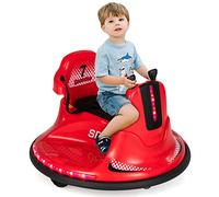Maxmass 360-Degree Rotation Spin Bumper Car, Battery Powered Kids Waltzer Car with Dual Joystick, Remote Control, LED Lights and Music, 12V Electric Vehicle Ride on Toys for Boys Girls (Red)