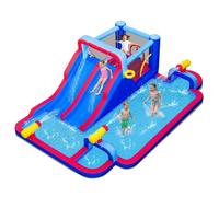 Maxmass 5 in 1 Inflatable Water Park, Children Bouncy Castle with Dual Slides, Climbing Wall, Splash Pool, Basketball Rim, Water Cannons, Outdoor Bounce House Blow Up Castle