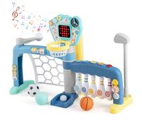 Maxmass 5 in 1 Toddler Basketball Hoop Set, Kids Multi-sport Activity Center with Lights, Sounds, Basketball Golf Bowling Baseball Soccer Sport Toy Set for 18+ Months Boys Girls