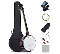 Maxmass 5 String Concert Banjo, 39 Inch Banjos Kit with Remo Head, Digital Tuner and Carrying Bag, Open-back & Resonator Banjo for Professional Beginners