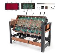 Maxmass 54’’ Multi Game Table, 2 in 1 Football Pool Combo Table with 2 Soccer Balls, 26 Players, 2 Cue Sticks, 1 Pool Ball Triangle, 1 Box of Billiard Balls, Sports Tables for Arcade Family Gathering