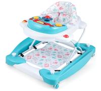 Maxmass 6-in-1 Baby Walker, Infant Activity Center with 3 Adjustable Heights, Light, Music, Wheels, Padded Seat, Rocker Mode and Food Tray, Foldable Toddler Push Along Walker for 6-18 Months (Green)