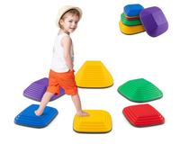Maxmass 6 PCS Sensory Balance Stepping Stones, Stackable Kids Balance Blocks with Non-Slip Edge, Children Obstacle Course Rive Stones Boys Girls Balancing Toy Kit for Indoor Outdoor