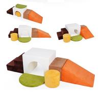 Maxmass 6 Pieces Kids Soft Play Set, Baby Climbing Blocks (White+Brown)