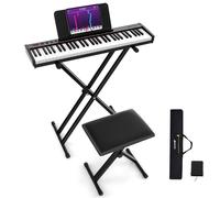 Maxmass 61 Key Digital Piano, Semi Weighted Electric Keyboard with Stand, Stool, MIDI/Audio Interface, Sustain Pedal, Portable Electric Piano Keyboard for Beginner Adults Kids (86x21x6.5cm)