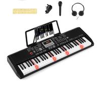Maxmass 61 Key Electric Keyboard Piano, Portable Digital Piano with Microphone, Keynote Stickers, Music Stand, Music Instrument Electric Pianos for Beginners Kids Adults (85x29x9cm)