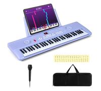 Maxmass 61 Key Electric Keyboard Piano, Portable Digital Piano with Microphone, Keynote Stickers, Music Stand, Music Instrument Electric Pianos for Beginners Kids Adults (Purple, 58x18x5cm)