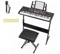 Maxmass 61 Key Height Adjustable Digital Piano (80 x 26 x 8 cm) | Electric Piano Keyboard with Stool, Music Stand, Microphone, Portable Electronic Keyboard for Beginner Kid Adult