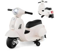 Maxmass 6V Electric Motorbike, Licensed Vespa Battery Powered Ride on Motorcycle with Training Wheels, LED Headlight, Horn, Children Ride on Toy Car Electric Vehicle for 18-36 Months Old (White)
