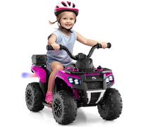 Maxmass 6V Kids Electric Quad Bike, Battery Powered Ride on ATV Car with Spray Function, Horn, Music, LED Lights, Storage Basket, Children Electric Vehicle Toy Cars for 18+ Months Old (Pink)