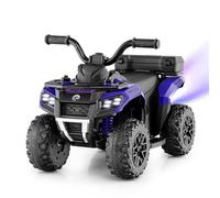 Maxmass 6V Kids Electric Quad Bike, Battery Powered Ride on ATV Car with Spray Function, Horn, Music, LED Lights, Storage Basket, Children Electric Vehicle Toy Cars for 18+ Months Old (Purple)