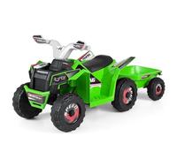 Maxmass 6V Kids Electric Ride on Car, Battery Powered Ride on ATV Electric Vehicle with Removable Trailer, Forward/Backward/Reverse Button, 4 Wheels Children Toy Car Quad Bike for 3+ Years Old (Green)
