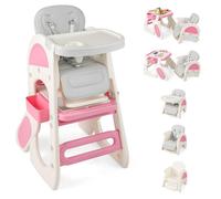Maxmass 8 in 1 Baby Highchair, Infant Feeding Chair with Adjustable Backrest, Removable Double Tray, Storage Boxes and Safety Harness, Convertible High Chair for 6-36 Months Toddlers (Pink)