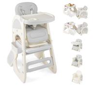 Maxmass 8 in 1 Baby Highchair, Infant Feeding Chair with Adjustable Backrest, Removable Double Tray, Storage Boxes and Safety Harness, Convertible High Chair for 6-36 Months Toddlers (Grey)