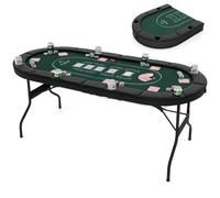 Maxmass 8 Player Folding Poker Table, 182cm/72 Inches Portable Casino Card Game Tables with Metal Cup Holders, Padded Railings, Blackjack Texas Holdem Table for Gatherings Parties (Black+Green)