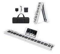 Maxmass 88 Key Digital Piano, Folding Electric Keyboard with Music Stand, Sustain Pedal, Split Function, Bluetooth/MP3/USB/MIDI,Carry Bag, Full Size Musical Piano for Beginners Adults (White)