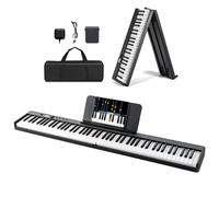 Maxmass 88 Key Digital Piano, Folding Electric Keyboard with Music Stand, Sustain Pedal, Split Function, Bluetooth/MP3/USB/MIDI,Carry Bag, Full Size Musical Piano for Beginners Adults (Black)