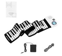Maxmass 88-Key Roll up Piano, Portable Hand Roll Electric Piano Keyboard with Power Adaptor, Bluetooth MIDI Function, Sustain Pedal, Foldable Digital Music Piano for Kids Adults Beginners (White)